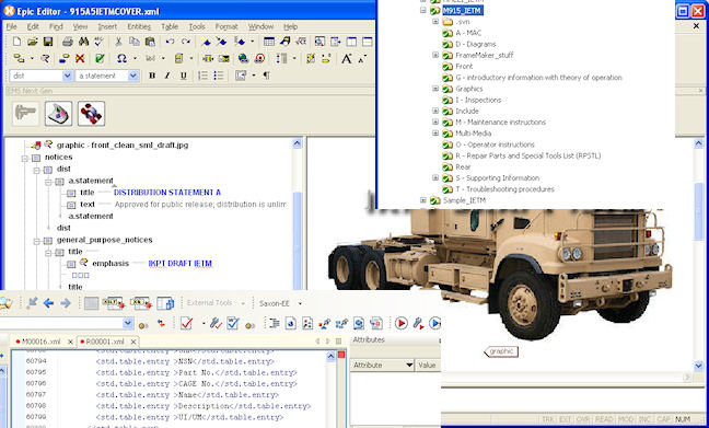 View of XML editor for an IETM